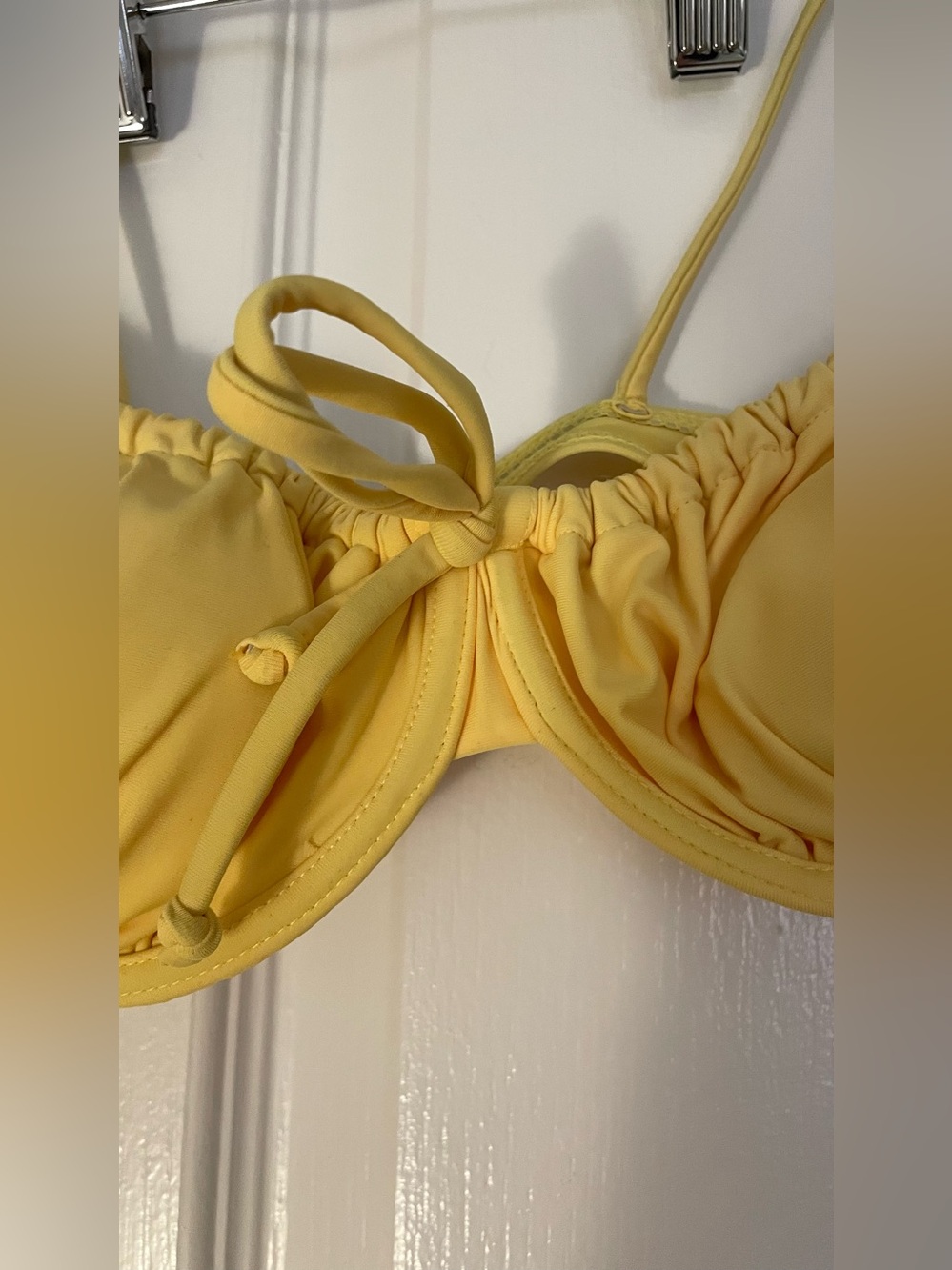 Yellow Ruched Underwire Bikini Top - Picture 2 of 4